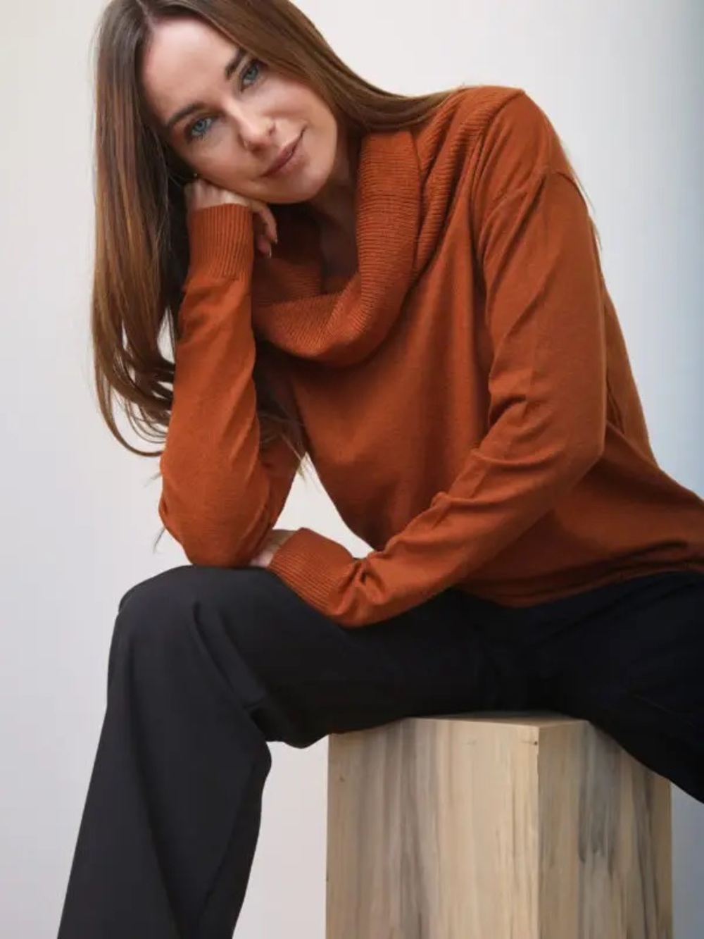 Z Supply Oversized Loose Turtleneck Sweater Rust Orange Fall size small women’s